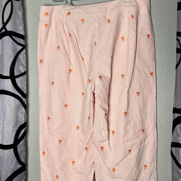 Evan Picone Women's Orange and White Trousers w/ Embroidered Flowers - Picture 7 of 9